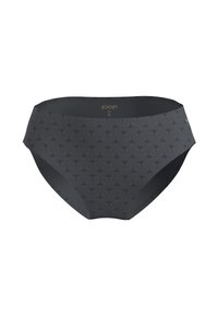 Braguitas de talle alto en color gris con un patrón sutil y textura suave. Logo de la marca ubicado en la cinturilla. Confeccionadas con una tela suave para mayor comodidad.