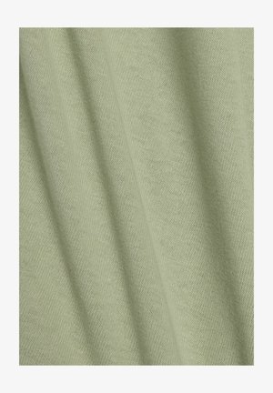 Light green fabric with a soft, textured knit. The material features a subtle diagonal pattern and a smooth drape, suitable for clothing.