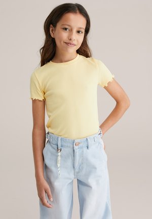 SLIM FIT STRUCTUUR - T-shirts basic - light yellow