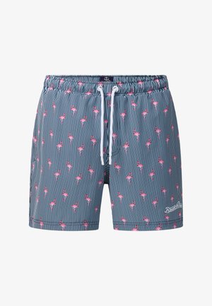 Blount & Pool, BEACH STRETCH SHORTS - Badeshorts - navy stripe flamingo