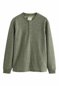 Next TEXTURED LONG SLEEVE GRANDAD - Neule - green waffle