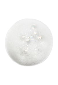 Bolla bianca e spumosa di varie dimensioni, con qualità iridescenti e una consistenza liscia, modellata in forma circolare.