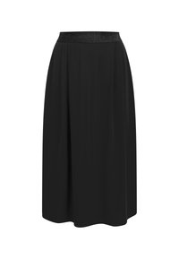 Gonna nera con un design plissettato, vita elastica glitterata e una silhouette fluida, realizzata in tessuto leggero.