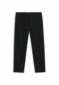 Schwarze Jeans mit klassischer Passform. Aus Denim mit glatter Textur gefertigt. Auffälliges rotes Logo-Tag am Bund. Minimalistisches Design.