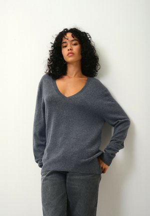 COL V DEVANT ET DOS - Strickpullover - mottled anthracite