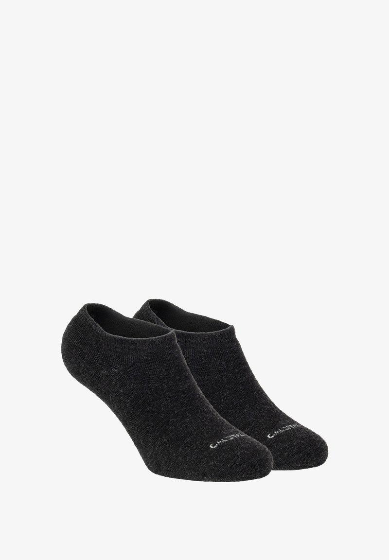Czarne skarpetki no-show wykonane z miękkiego, teksturowanego materiału, z niskim krojem. Zawierają małe logo marki w okolicy palców.