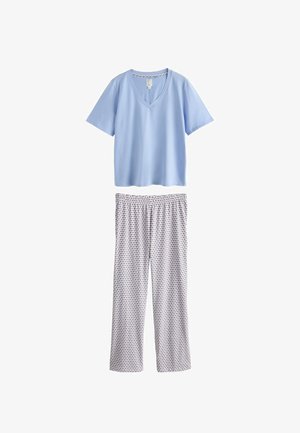 Next, REGULAR FIT - SHORT SLEEVE SET - Nachtwäsche Set - blue geometric