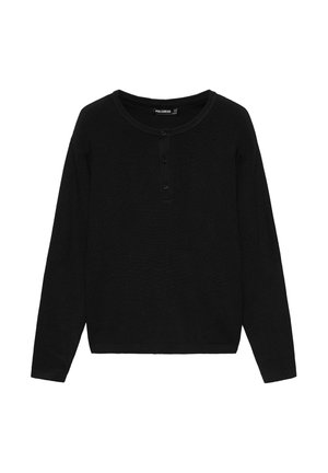 PULL&BEAR, HENLEY NECK - JUMPER - Jumper - black