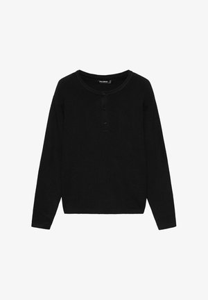 PULL&BEAR, HENLEY NECK - JUMPER - Jumper - black