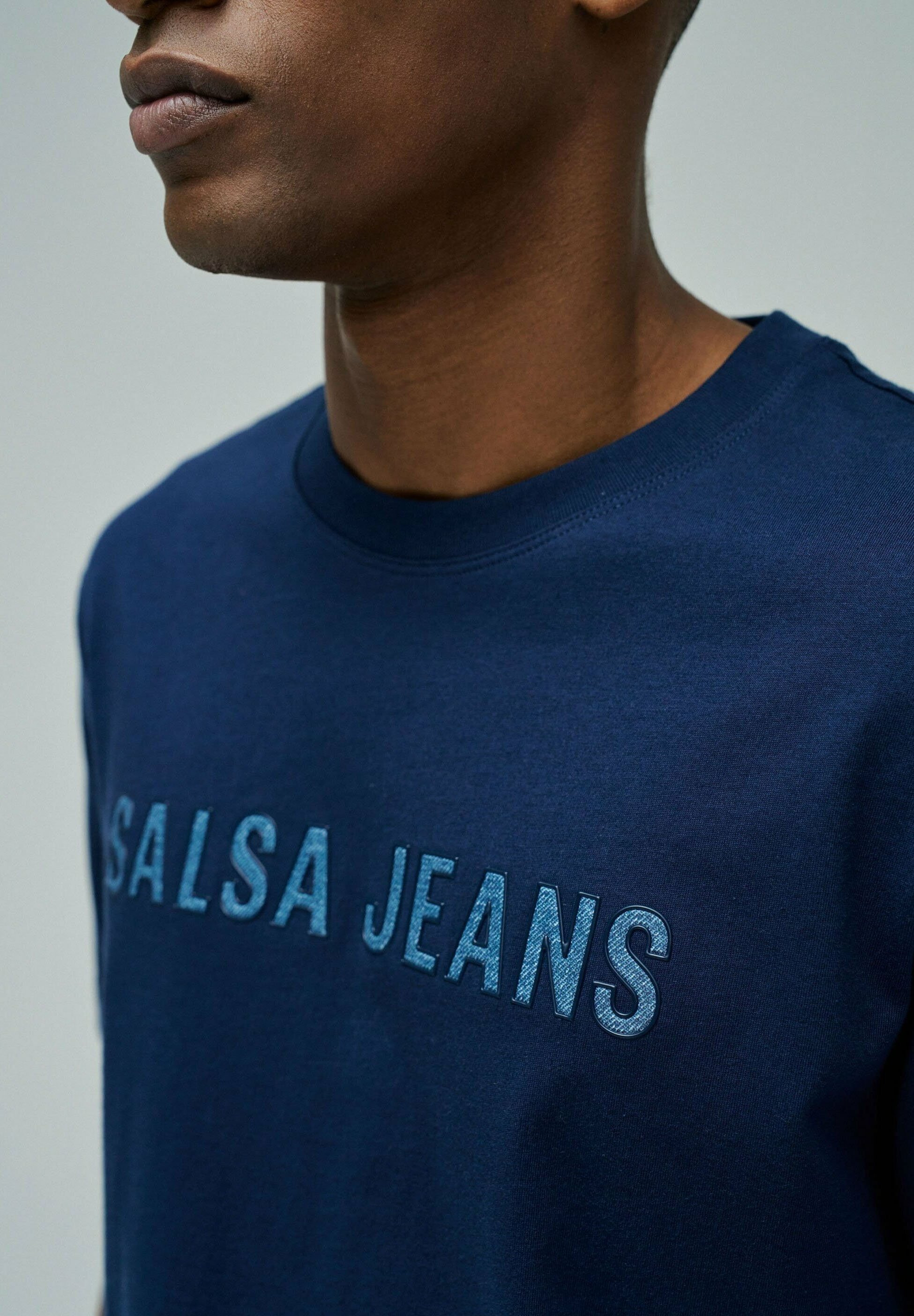 その他 salsation Round Neck T-Shirt Blue Denim Salsa Jeans Print T-shirt - blau/blue denim - Zalando.ie