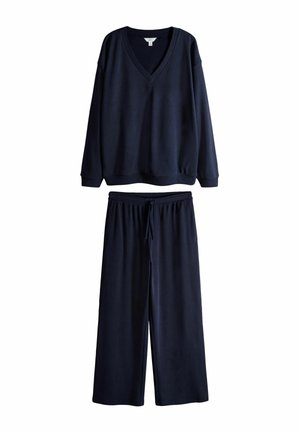WAFFLE V-NECK AND WIDE LEG JOGGER SET - Trainingsanzug - navy