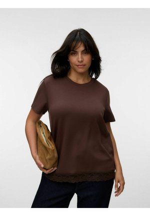 Vero Moda Curve TOP VMCMILLE TOP - T-shirt imprimé - chocolate brown