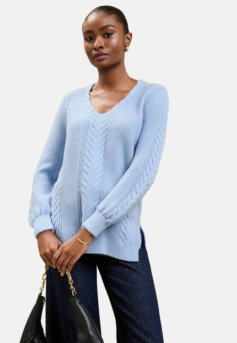 Lipsy PETITE FIT - LONGLINE CABLE - Džemperis - blue