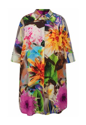 Ulla Popken TROPICAL FLOWER 3/4 SLEEVE - Blousejurk - multicoloured
