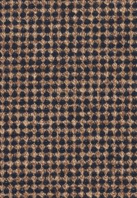 Textil mit einer strukturierten Oberfläche und einem gewebten Muster aus braunen und schwarzen Punkten. Das Material wirkt weich mit einer dreidimensionalen Qualität und unterschiedlicher Farbtiefe.