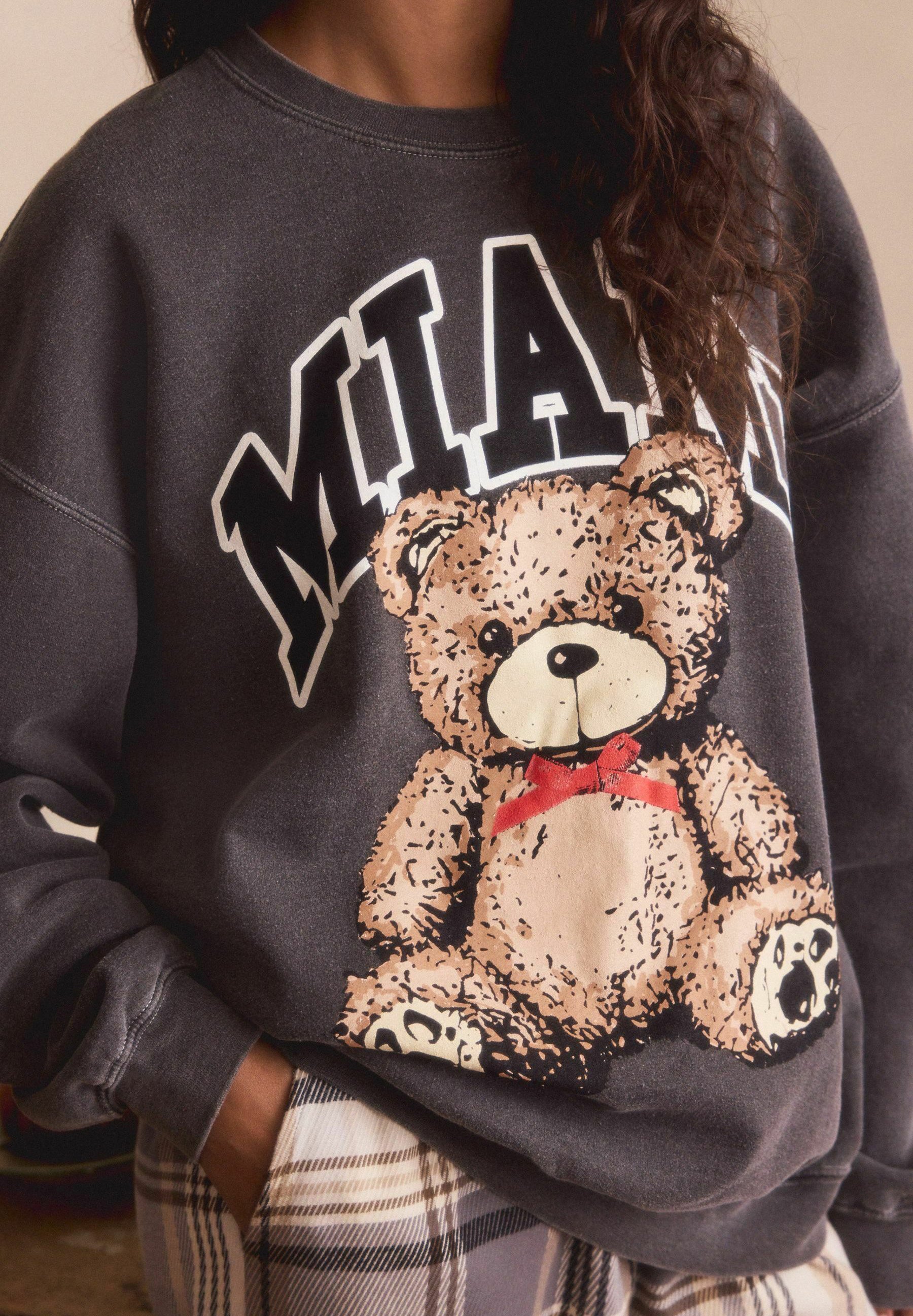 Next Sweatshirt - charcoal grey bear graphic/grey - Zalando