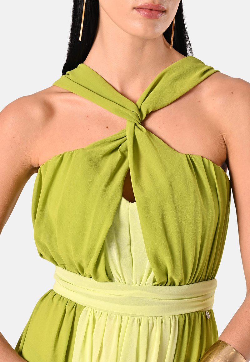 green silk slit dress LIMA Silk Dress with Side Slit