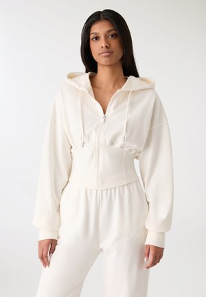 CON CAPPUCCIO UNITA - Felpa con zip - bianco lana