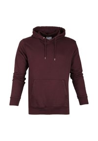 Bordeaux hoodie gemaakt van een katoenmix. Bevat een buidelzak, lange mouwen en elastische manchetten en onderkant.