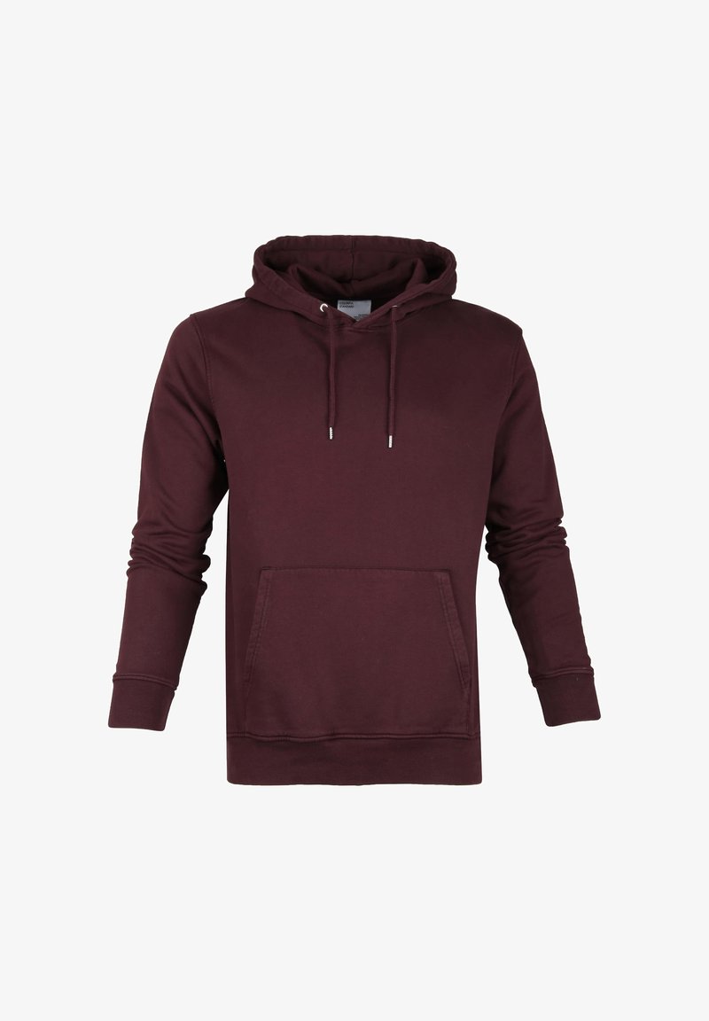 Bordeaux hoodie gemaakt van een katoenmix. Bevat een buidelzak, lange mouwen en elastische manchetten en onderkant.