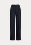 PLEATED WOOL BLEND CREPE TROUSER - Auduma bikses - navy/cream
