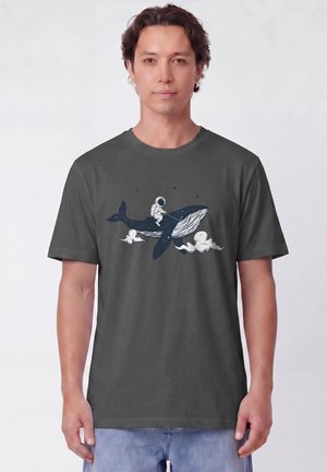 watapparel, SPACEWHALE UNISEX - Print T-shirt - anthracite