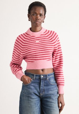 CROP BADGE SWEATER - Džemperis - mystic pink