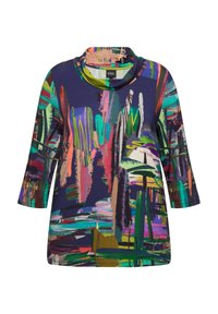 Ulla Popken ABSTRACT LANDSCAPE 3/4 SLEEVE TEE - Maglietta a manica lunga - navy blue