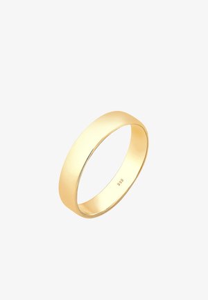 Guldring med en glat, poleret overflade og et enkelt, afrundet design. Den har en stempel, der angiver renhed (585).