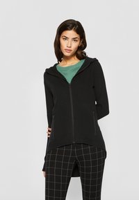 Urban Classics - LADIES ATHLETIC INTERLOCK ZIP HOODY - Jaka ar rāvējslēdzēju - black Miniatūras attēls 1