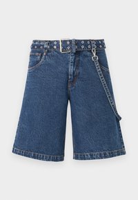 BAGGY WITH BELT - Denim shorts - blue