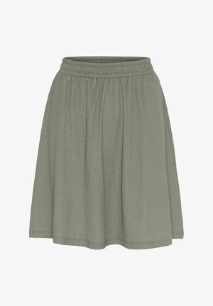 Grüne strukturierte Rock mit elastischem Bund, im ausgestellten Design und knieumspielender Länge.