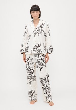 WOMENS LONG - Pyjama set - cream/brown