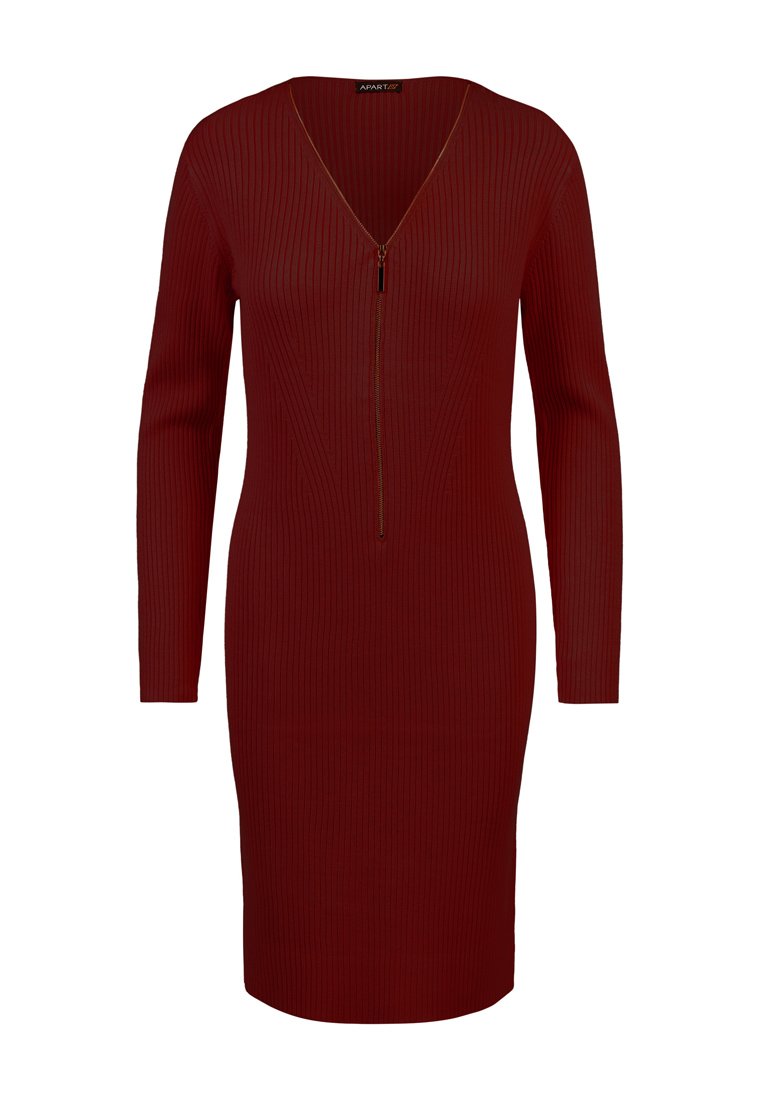 Apart Gebreide jurk bordeauxrood
