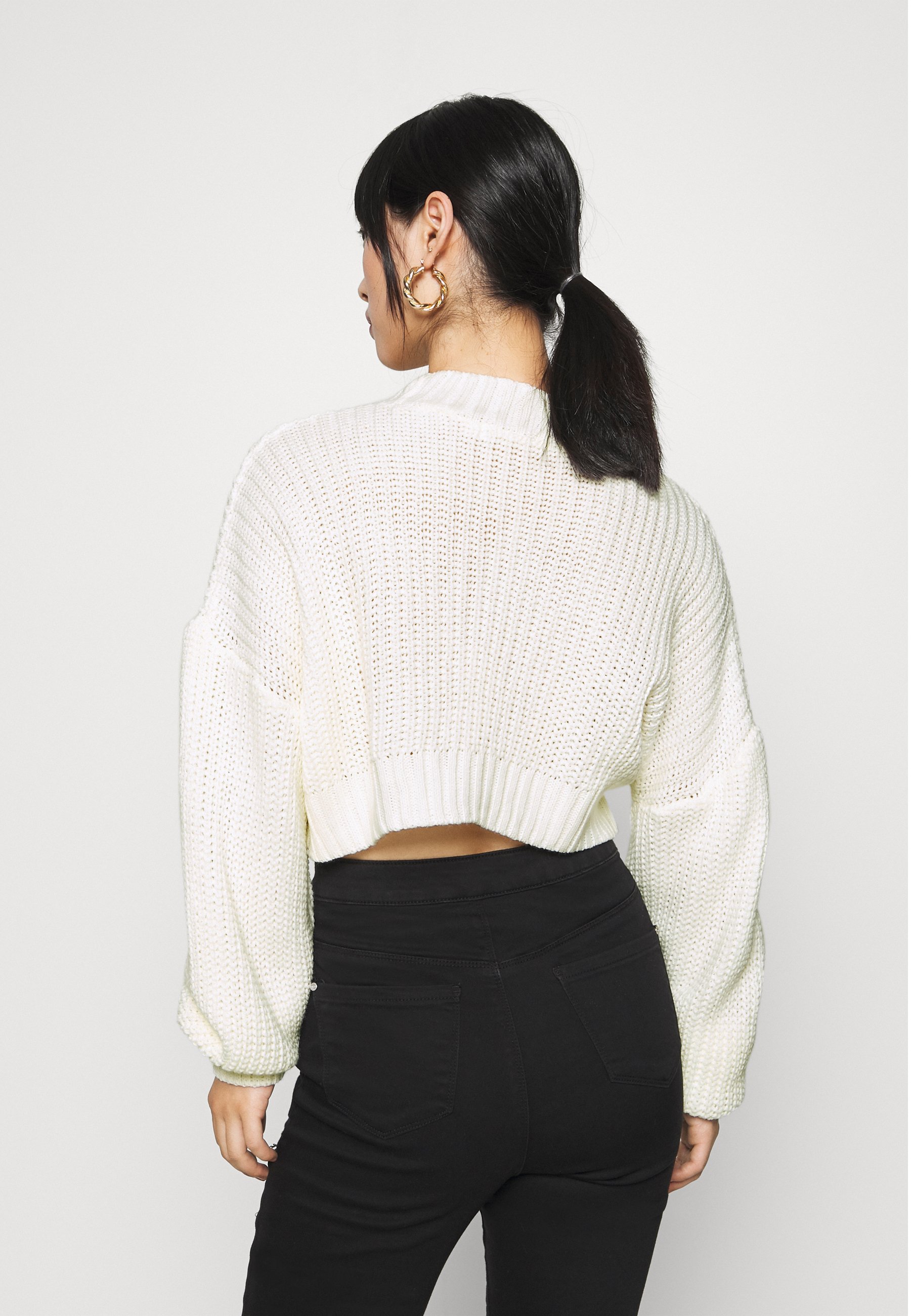 Missguided Petite CROPPED Strikkegenser off white Missguided Petite CROPPED Strikkegenser off white