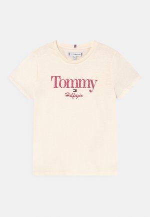 TOMMY GRAPHIC GLITTER TEE - T-shirt con stampa - ancient white