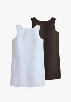 THE SET, REGULAR FIT - 2 PACK COTTON MINI SHIFT DRESS - Day dress - chocolate brown white