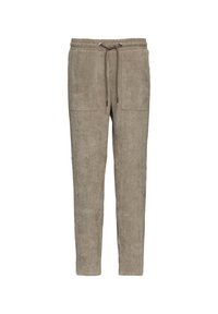 Lichtbruine sweatpants van zacht, gestructureerd stof. Voorzien van een elastische tailleband met trekkoord en twee voorzakken. Casual pasvorm.