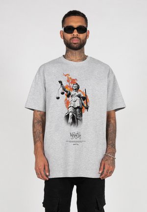 MJ Gonzales JUSTITIA  HEAVY  - Nyomott mintás póló - grey