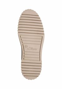 Talpă de pantof din cauciuc bej, cu caneluri orizontale și accente ridicate. Prezintă branding s.Oliver și dimensiunea "37" embossată pe suprafață.