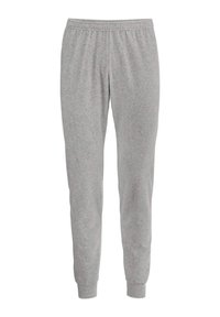 Graue Sweatpants mit einer weichen, strukturierten Oberfläche. Mit einem elastischen Bund und tapered Bündchen an den Knöcheln, entworfen für Komfort und Beweglichkeit.