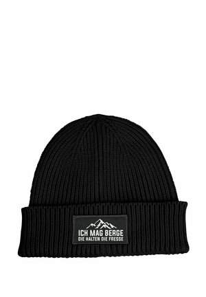PATCH MIT SPRUCH ICH MAG BERGE- DIE HALTEN DIE FRESSE AUFDRUCK LUSTIG - Beanie - schwarz