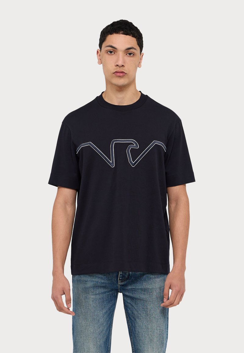 Emporio Armani Marškinėliai su spaudiniu - navy