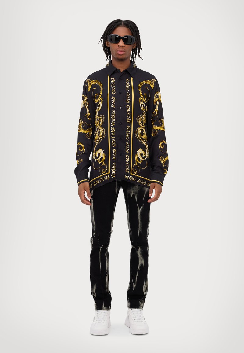 rose gold and silver prom dress Versace Jeans Couture Baroque Print Bomber Jacket in Black & Gold