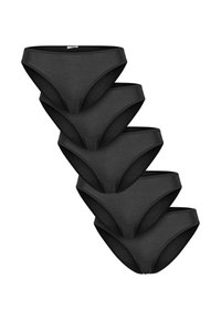 Fekete pamut bugyik átlós elrendezésben, sima textúrával, alacsony kivágással és minimalista derékrésszel.