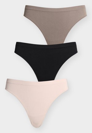 CARVICKY RIB S-LES THONG 3-PACK ACC - G-string tangice - mushroom pack:black+falcon+mushroom