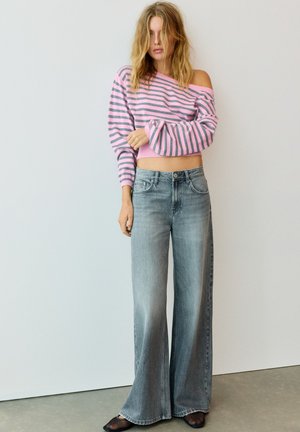 PULL&BEAR, STRIPED BOAT-NECK - JUMPER - Pullover - pink