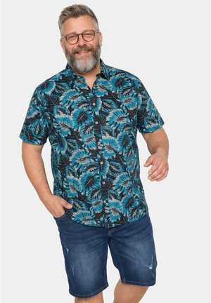 Men Plus, HEMD, HALBARM, KENTKRAGEN, ALLOVERPRINT, COMFORT FIT, BIS 8 XL - Overhemd - black
