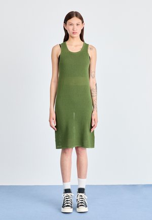 MINERVA OPEN STRIPE DRESS - Gebreide jurk - olive