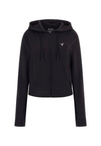 Sweat Guess Femme - Velours Noir, 100% Coton, Coupe Régulière, Manches Longues, Col Rond - Look Décontracté Chic